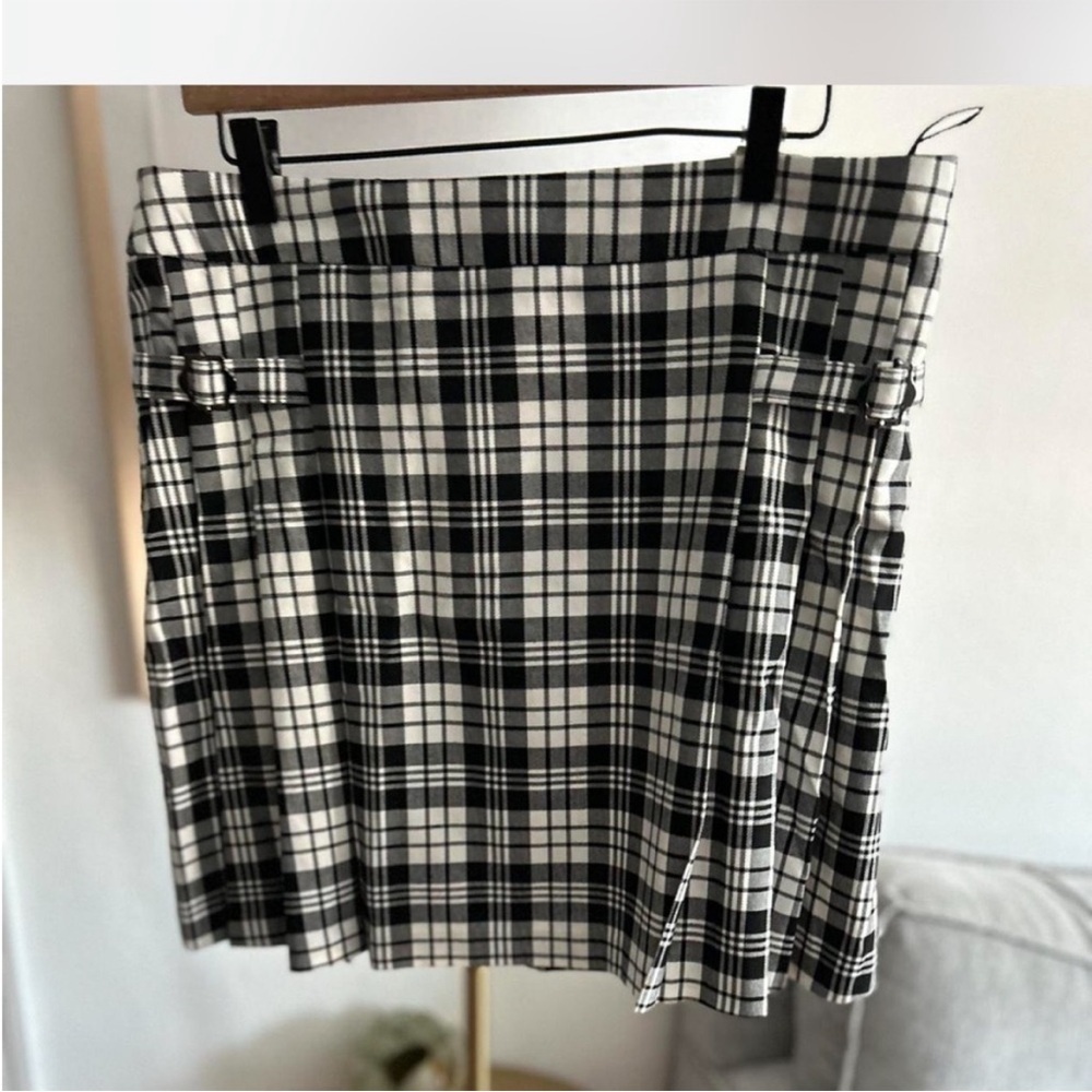 Mango Plaid Black Grunge Goth Preppy Emo Dark Academia Mini Skirt Size XL - Picture 3 of 9